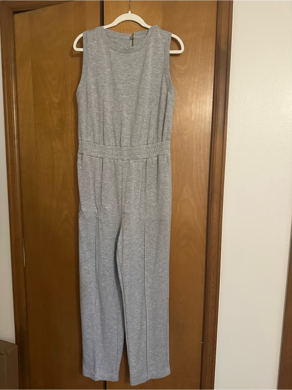 Lou & Grey Light Gray Sleeveless Knit Jumpsuit